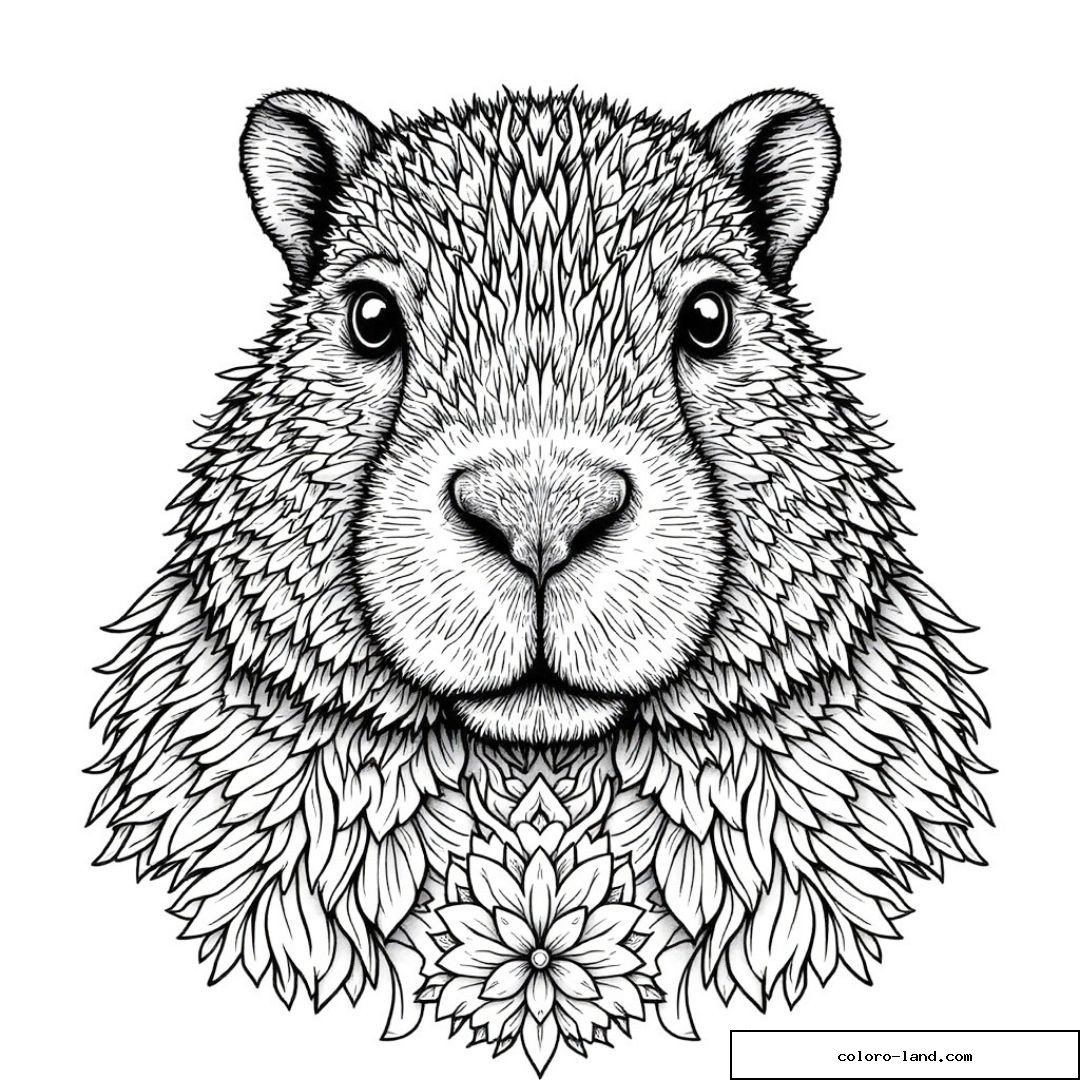 Portrait rapproché d'une tête de capybara au pelage très détaillé