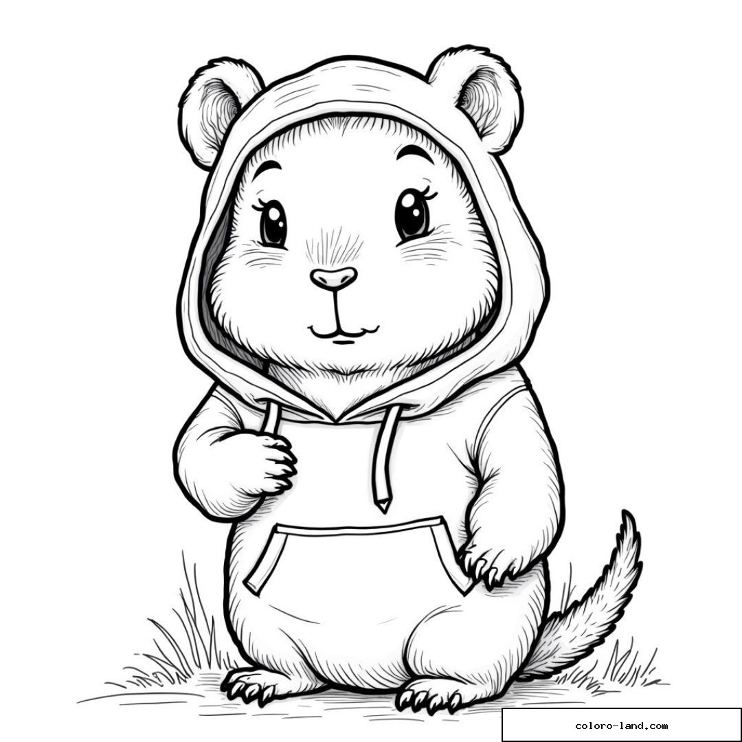 Capybara portant un sweat à capuche avec poche kangourou