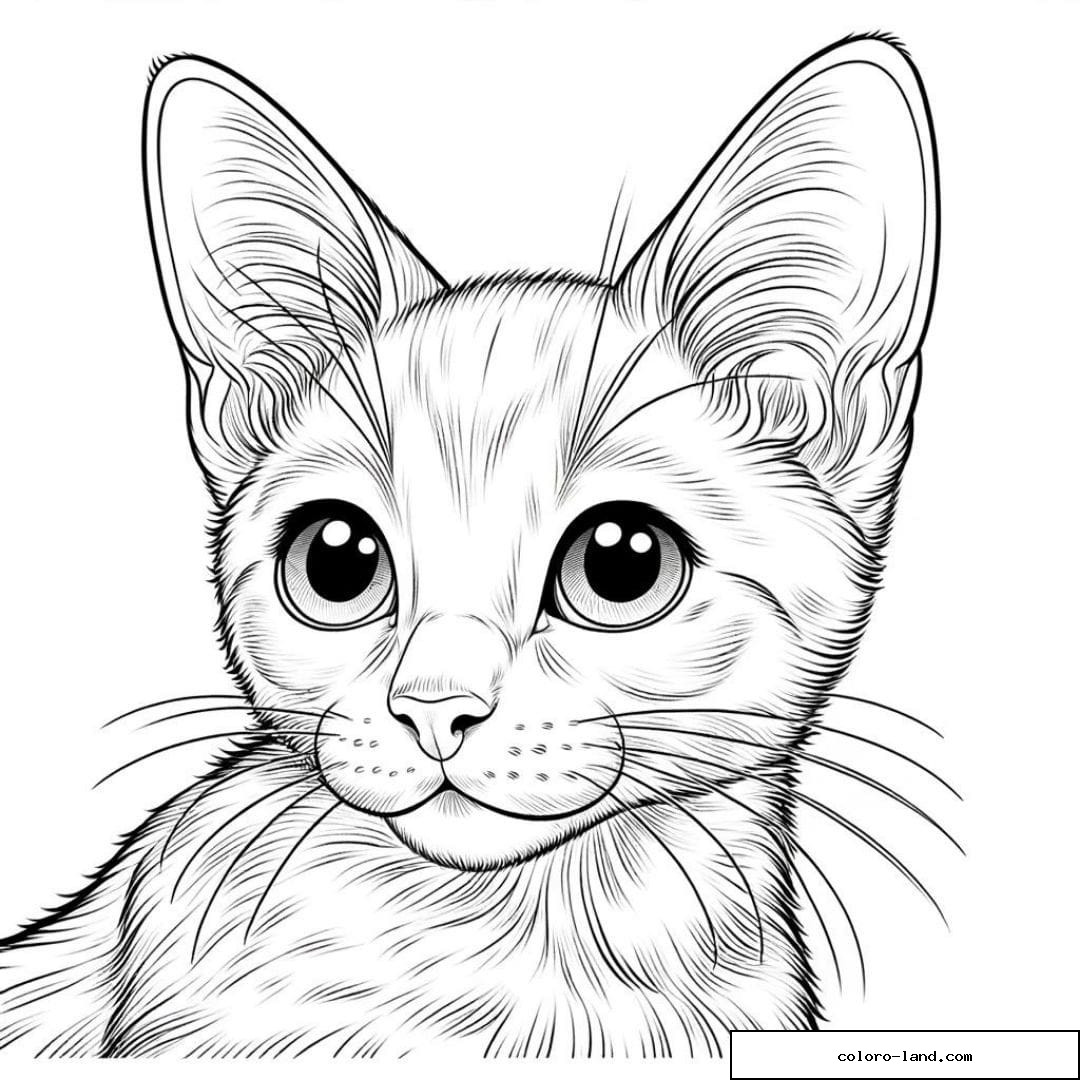 Dessin à colorier d'un chat aux oreilles dressées