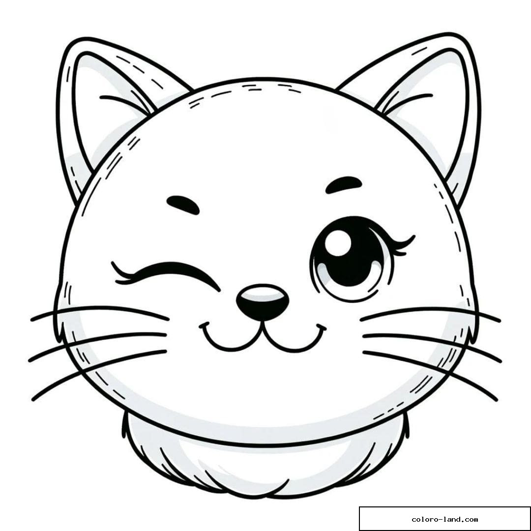 Dessin à colorier d'un chat faisant un clin d’œil