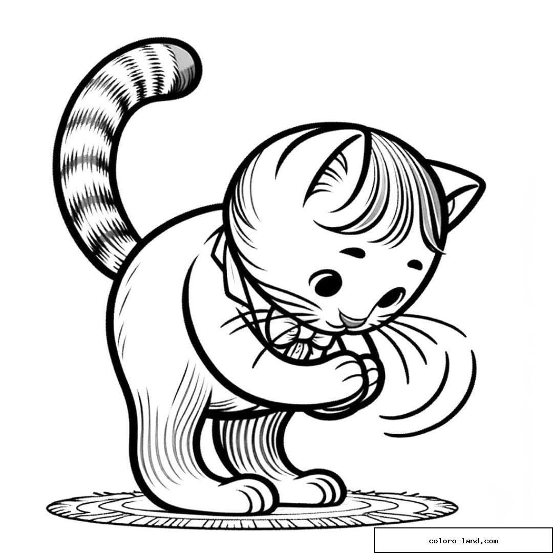 Dessin à colorier d'un chat faisant une révérence