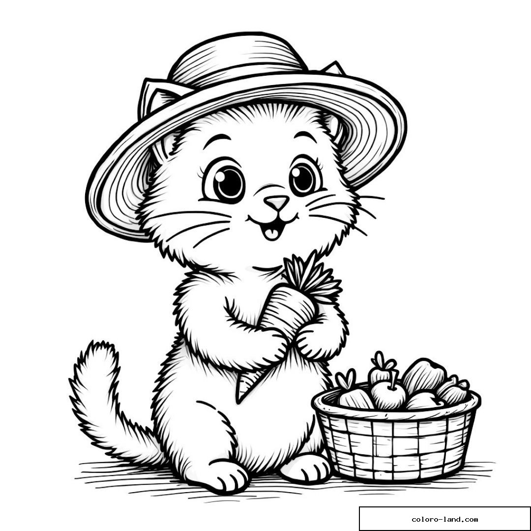 Chat mignon avec chapeau