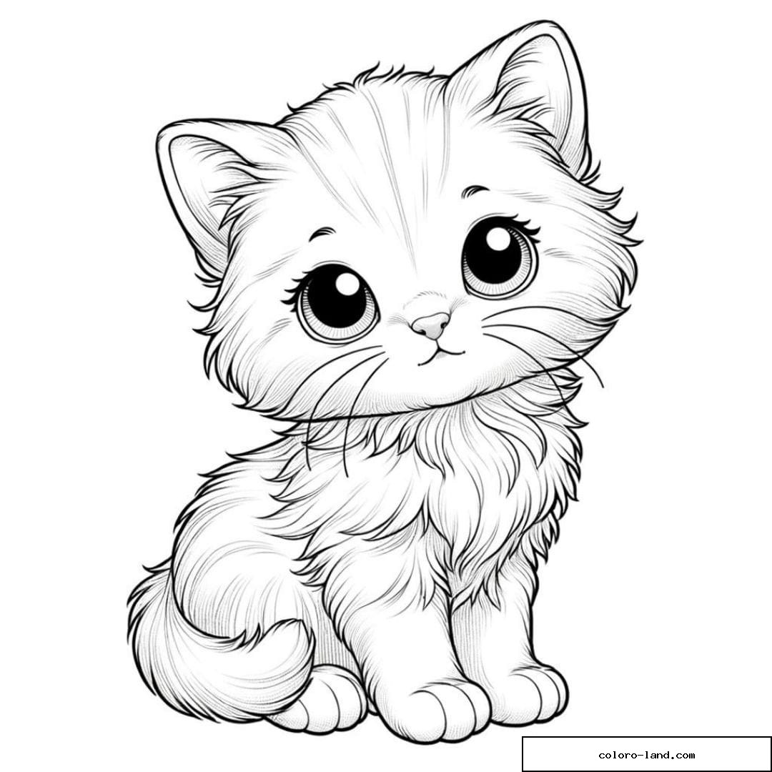 Dessin à colorier d'un chaton curieux