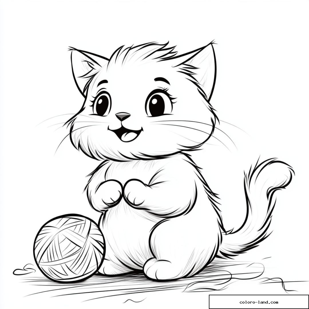 Chaton mignon avec une pelote de laine