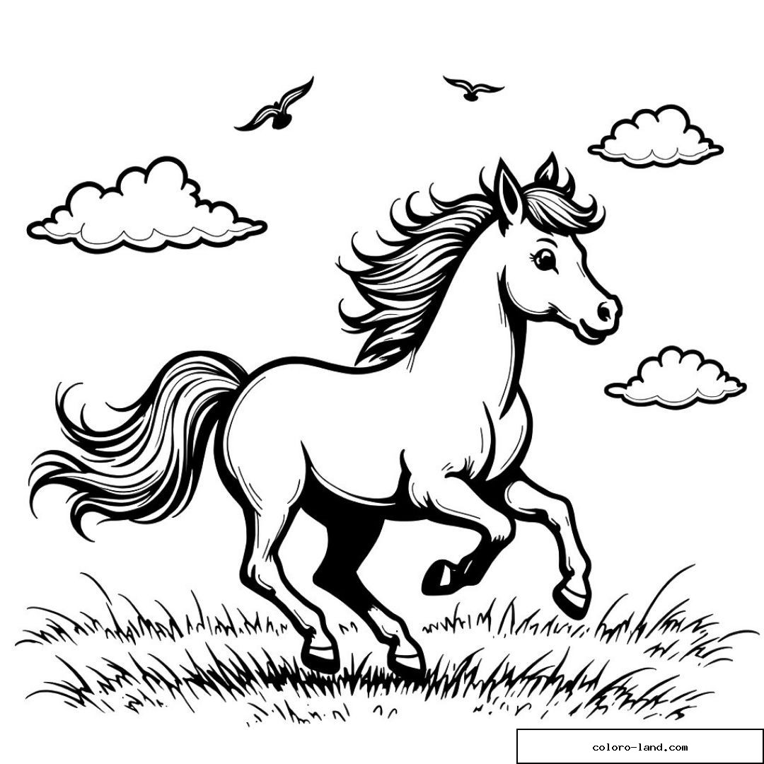 Dessin de cheval dans la nature