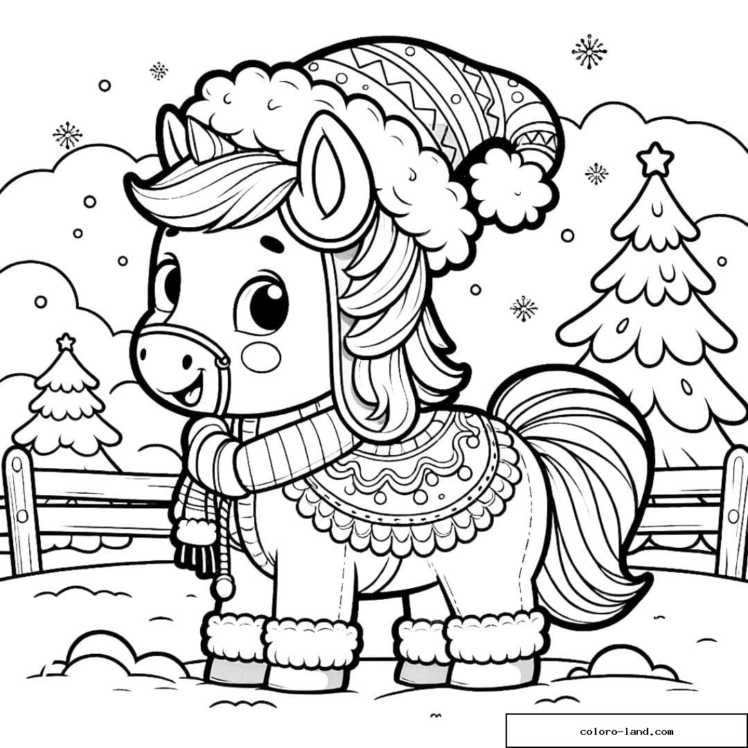 Coloriage d'un cheval habillé en costume de fête