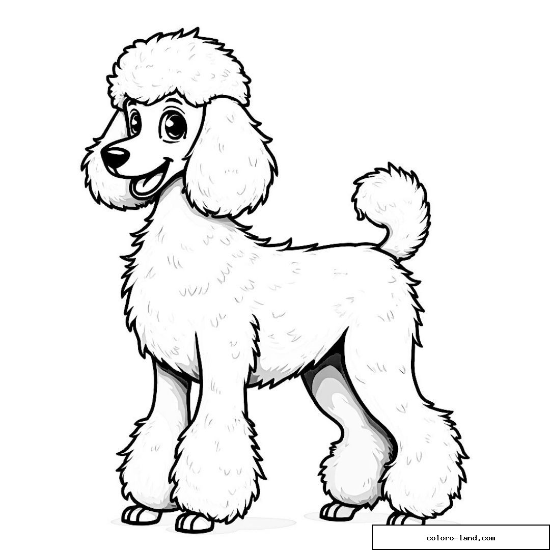 Caniche mignon à colorier