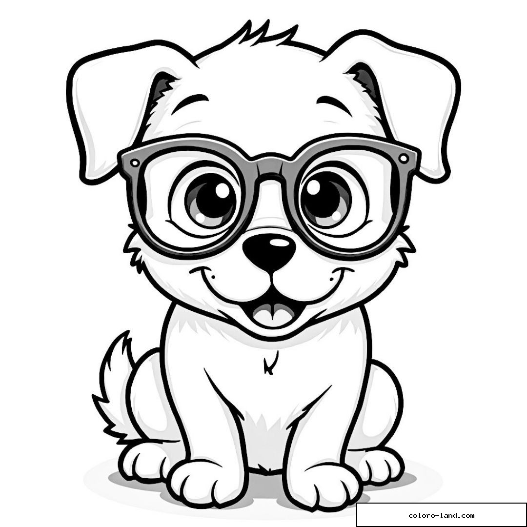 Chien mignon avec grandes lunettes