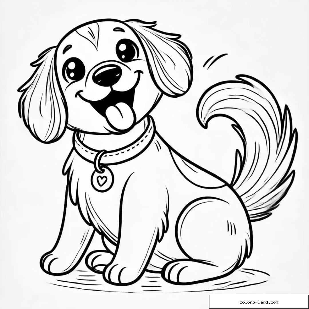 Coloriage de chien heureux à imprimer, dessin à colorier pour enfants