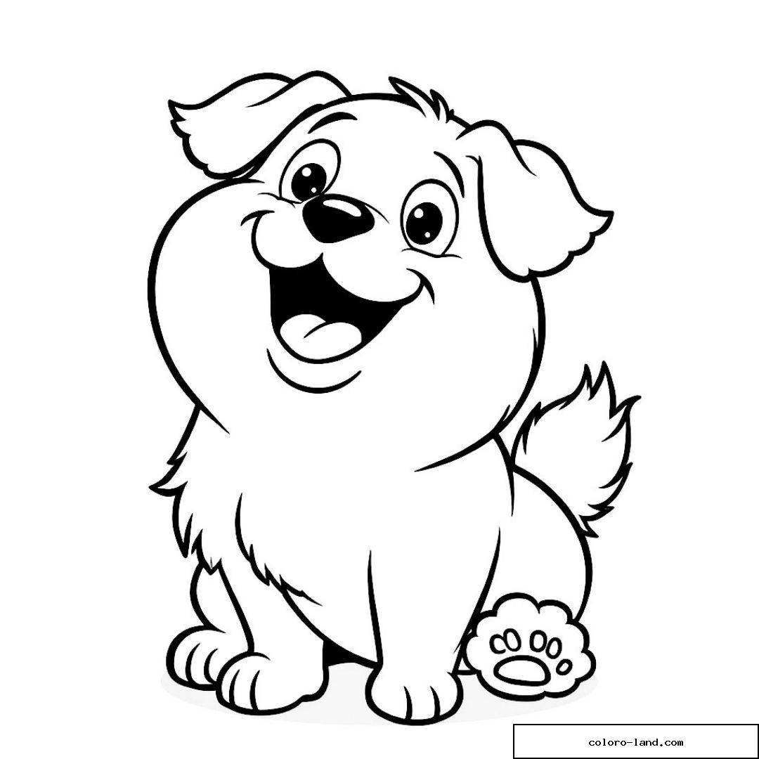 Chien heureux dessin à colorier