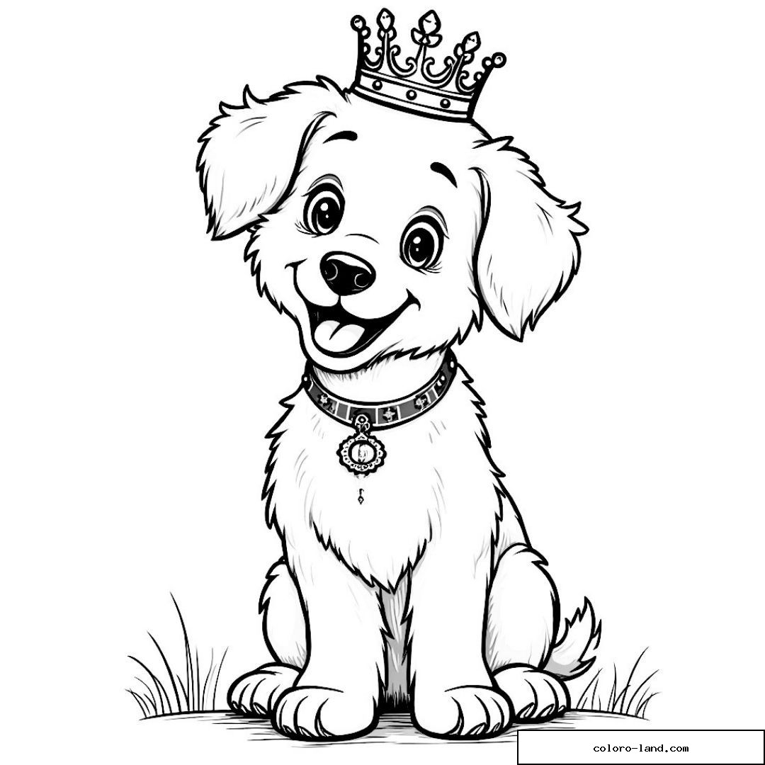 Dessin de chien mignon avec couronne