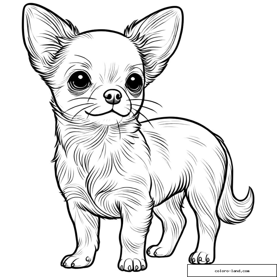 Dessin à colorier de Chihuahua, coloriage à imprimer pour enfants