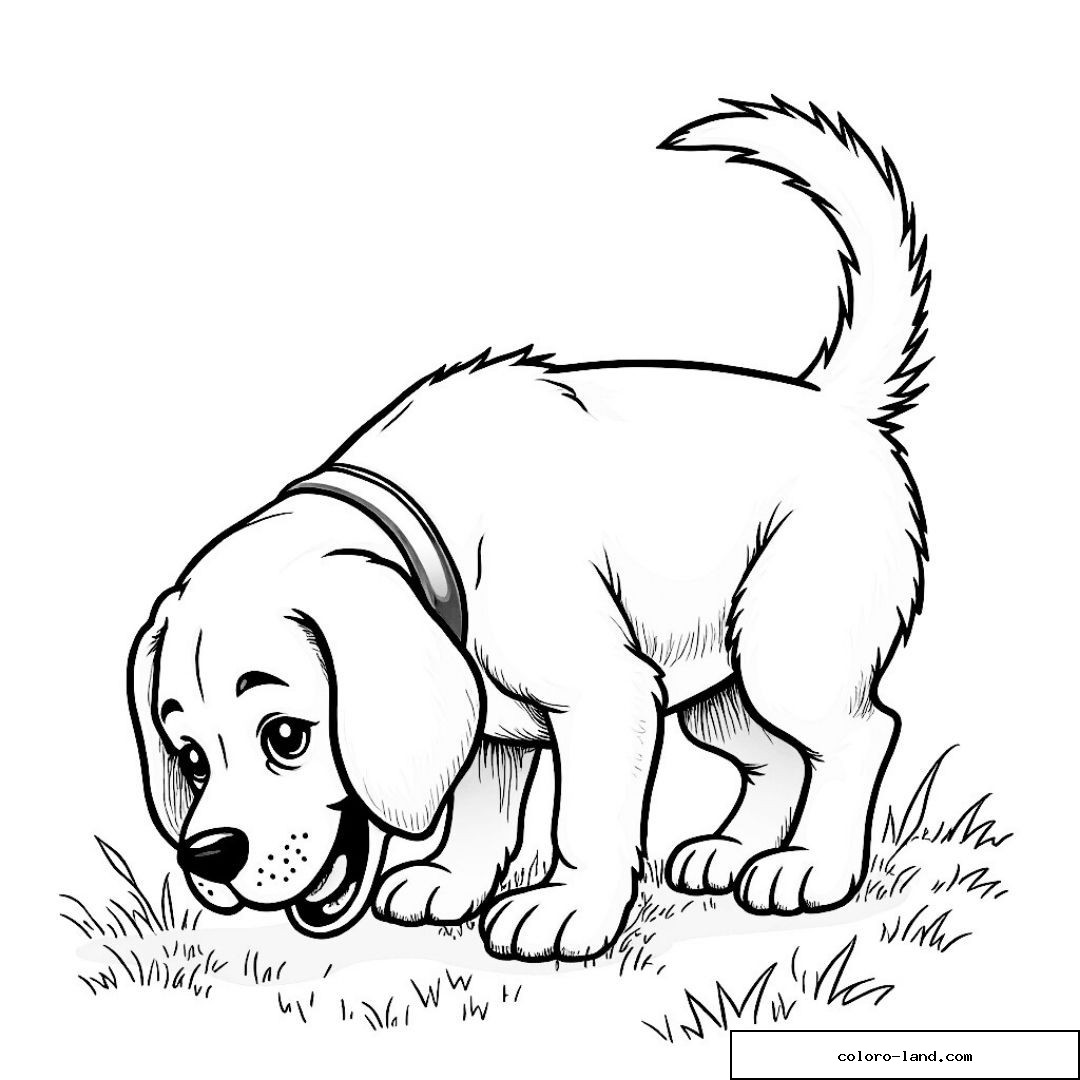 Illustration d'un chiot joueur dans l'herbe