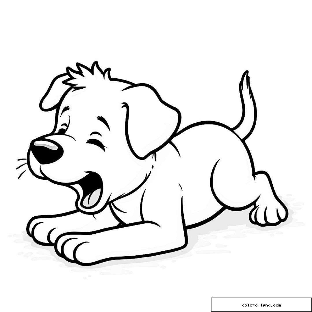 Dessin de chiot mignon prêt à être colorié par les enfants.