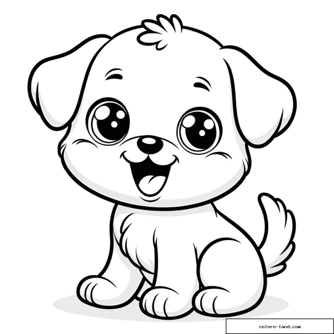 Dessin à colorier de chiot mignon pour enfants