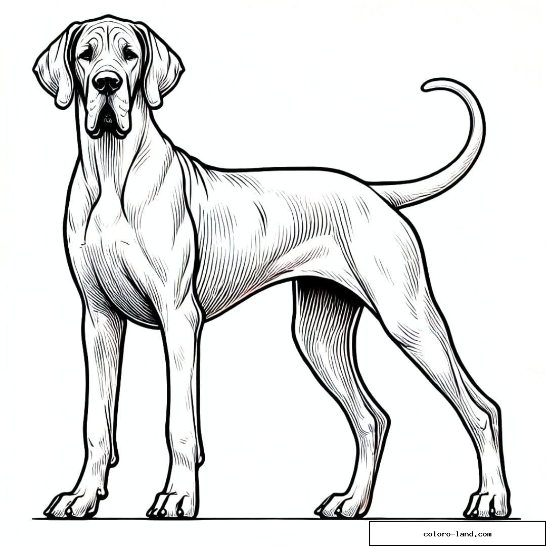 Dessin à colorier de Dogue Allemand, coloriage à imprimer pour enfants