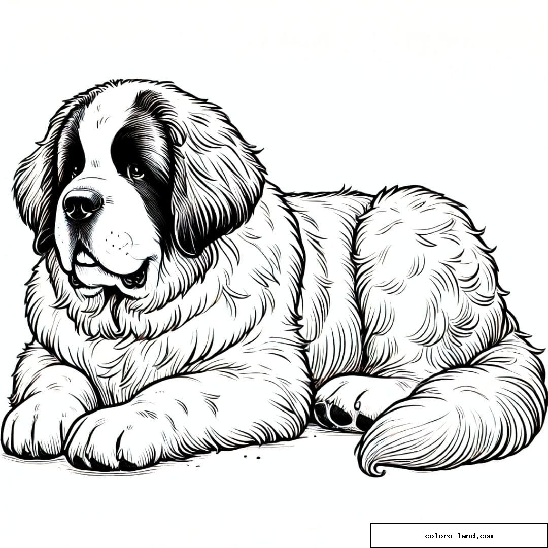 Dessin à colorier de Saint-Bernard, coloriage à imprimer pour enfants