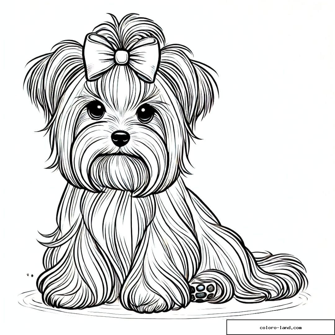 Coloriage de Yorkshire Terrier à imprimer, dessin à colorier pour enfants