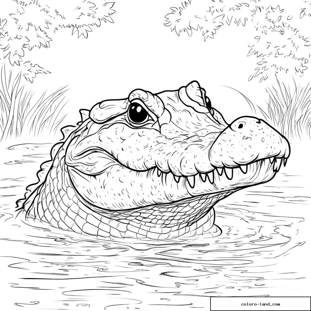 Tête de crocodile réaliste émergeant à peine de la surface de l'eau