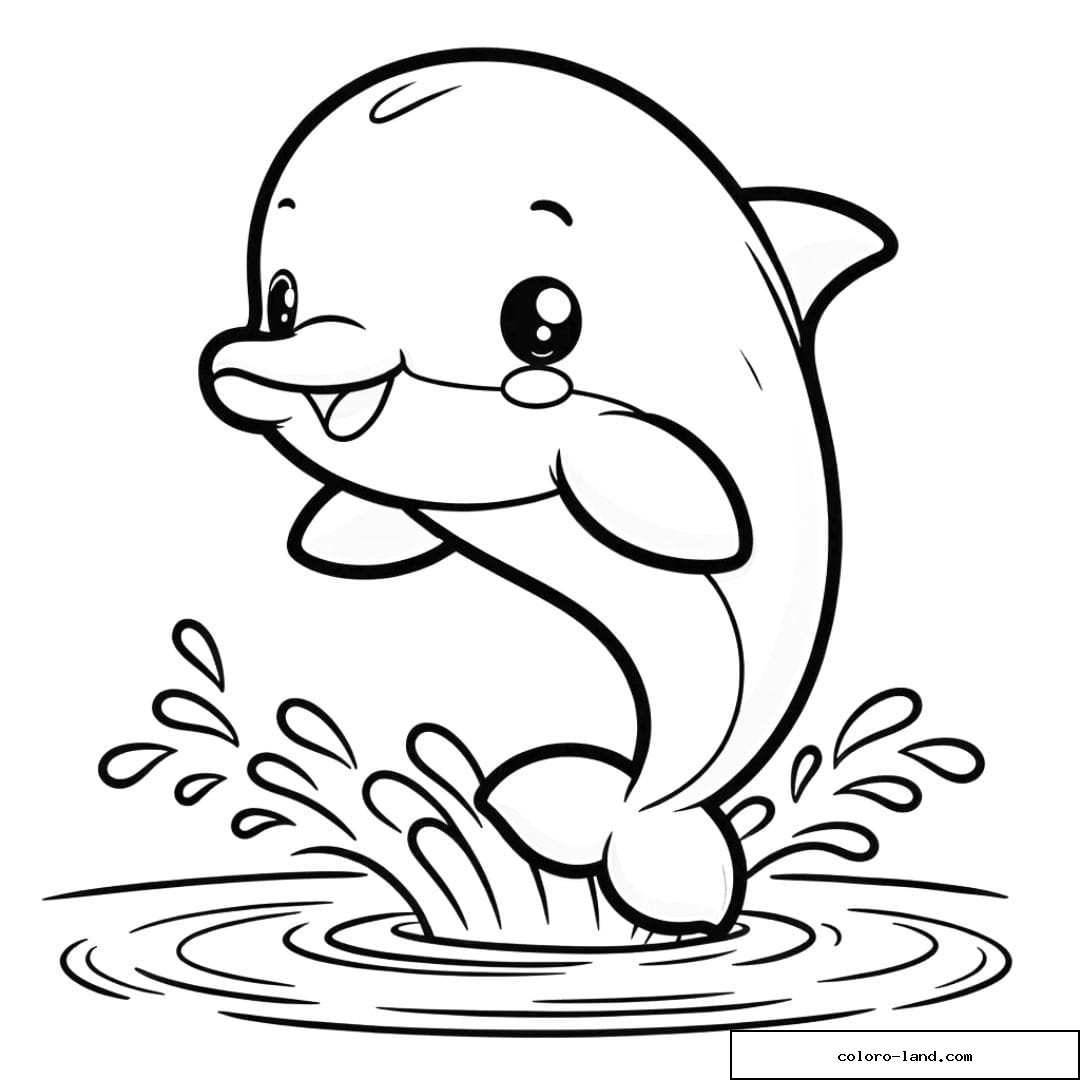 Coloriage d'un dauphin sautant hors de l'eau pour la maternelle