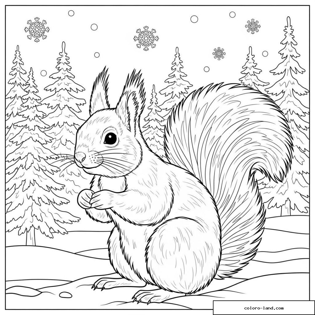 Écureuil mignon dans la neige