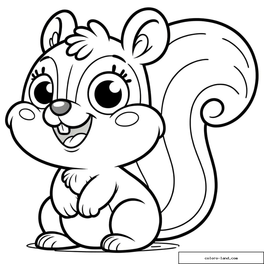 Coloriage d'un écureuil souriant pour la maternelle