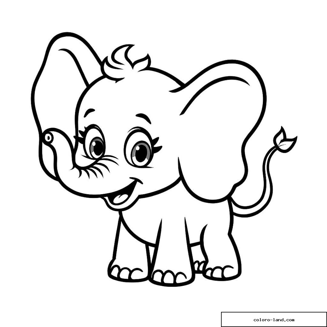 Dessin éléphant mignon pour coloriage enfant