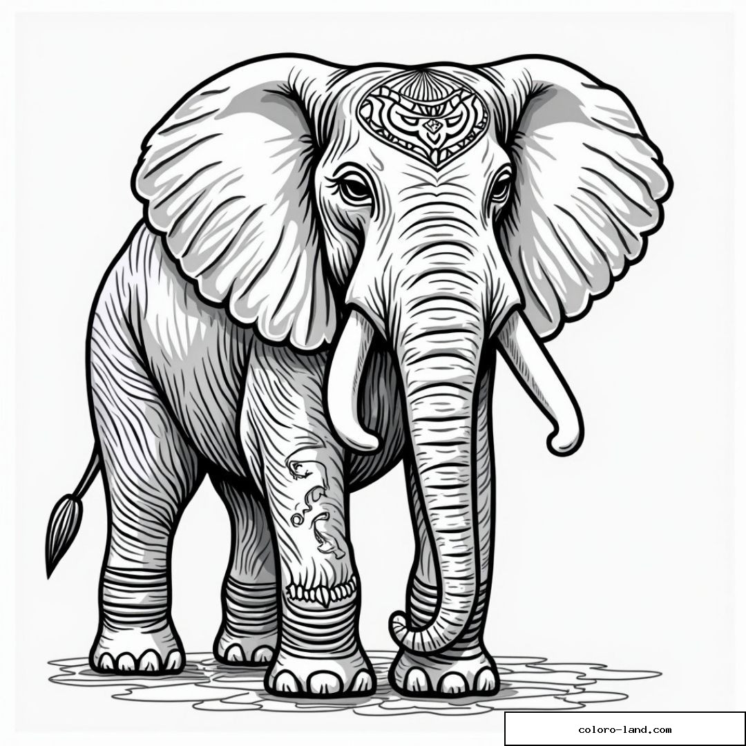 Élégant éléphant avec motifs mandala