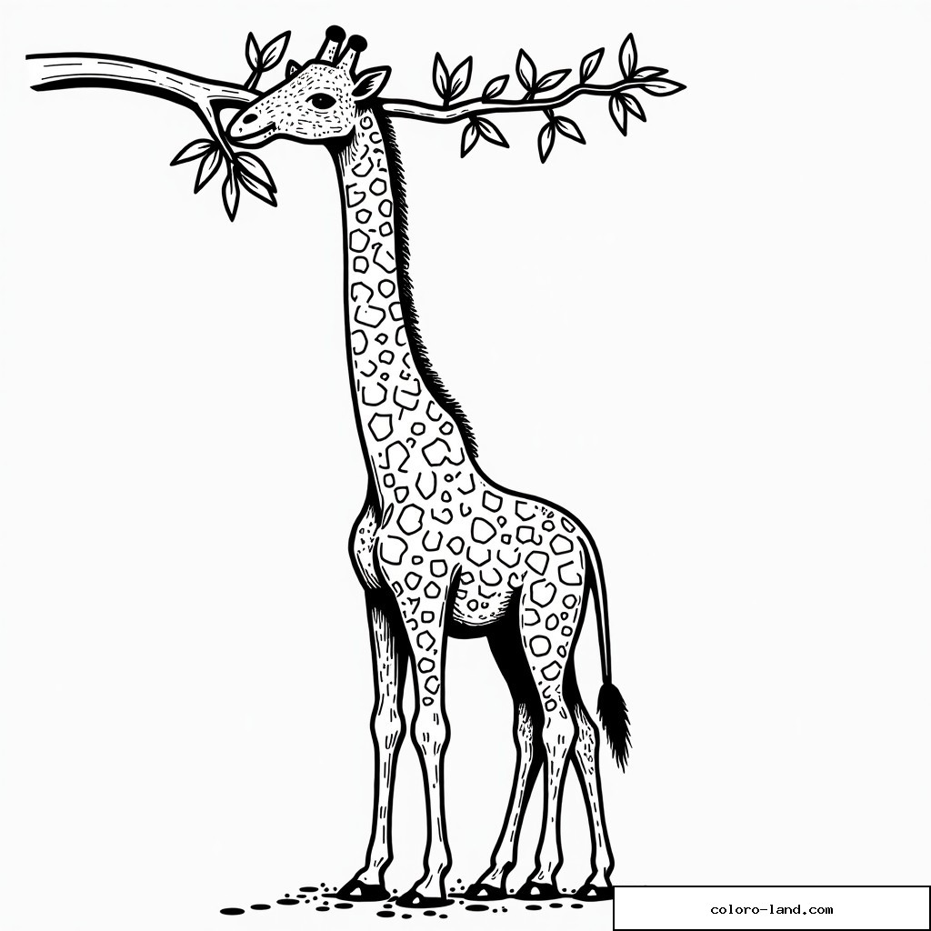 Giraffe streckt den Hals nach einem langen beblätterten Ast