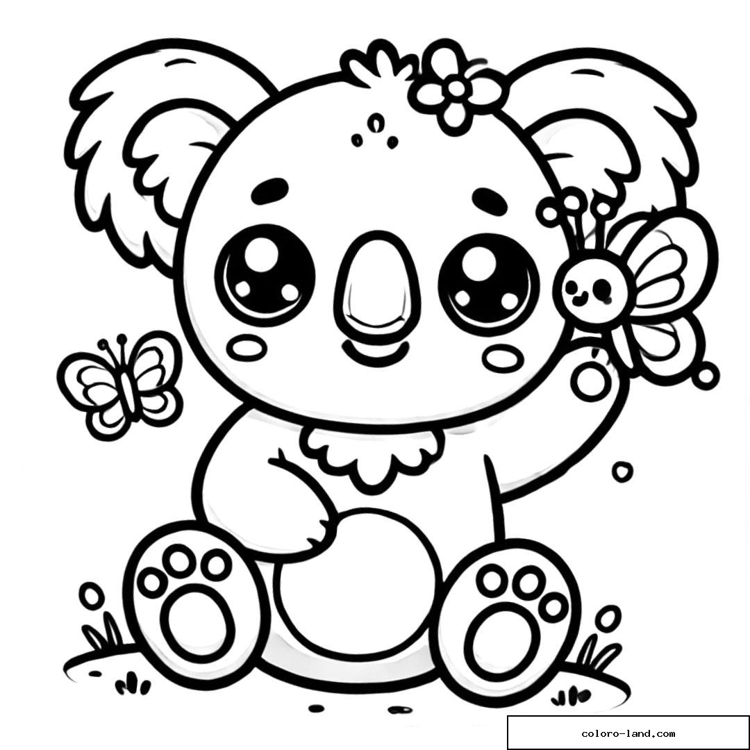 Koala avec papillons