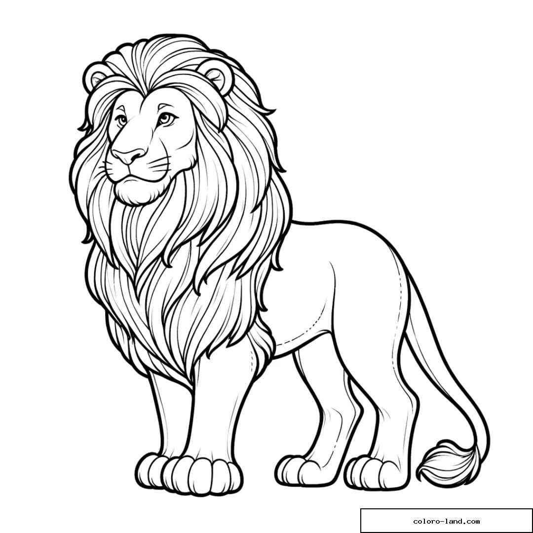 Dessin à colorier de lion majestueux