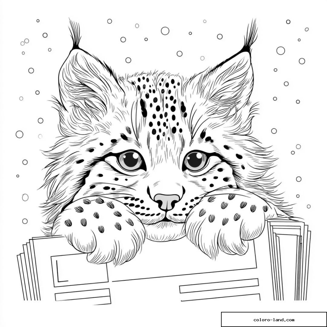 Dessin d'un lynx mignon montrant sa tête et ses pattes