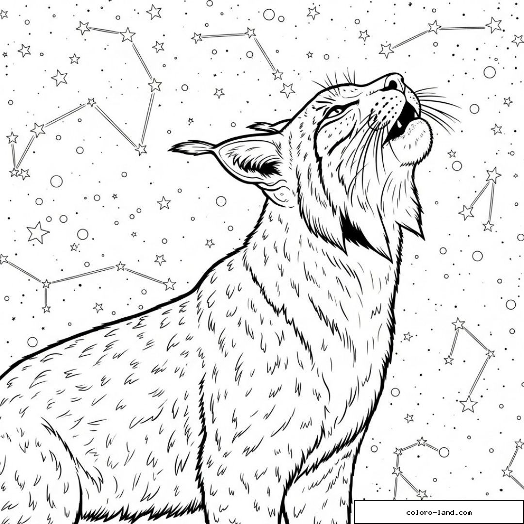 Coloriage lynx céleste