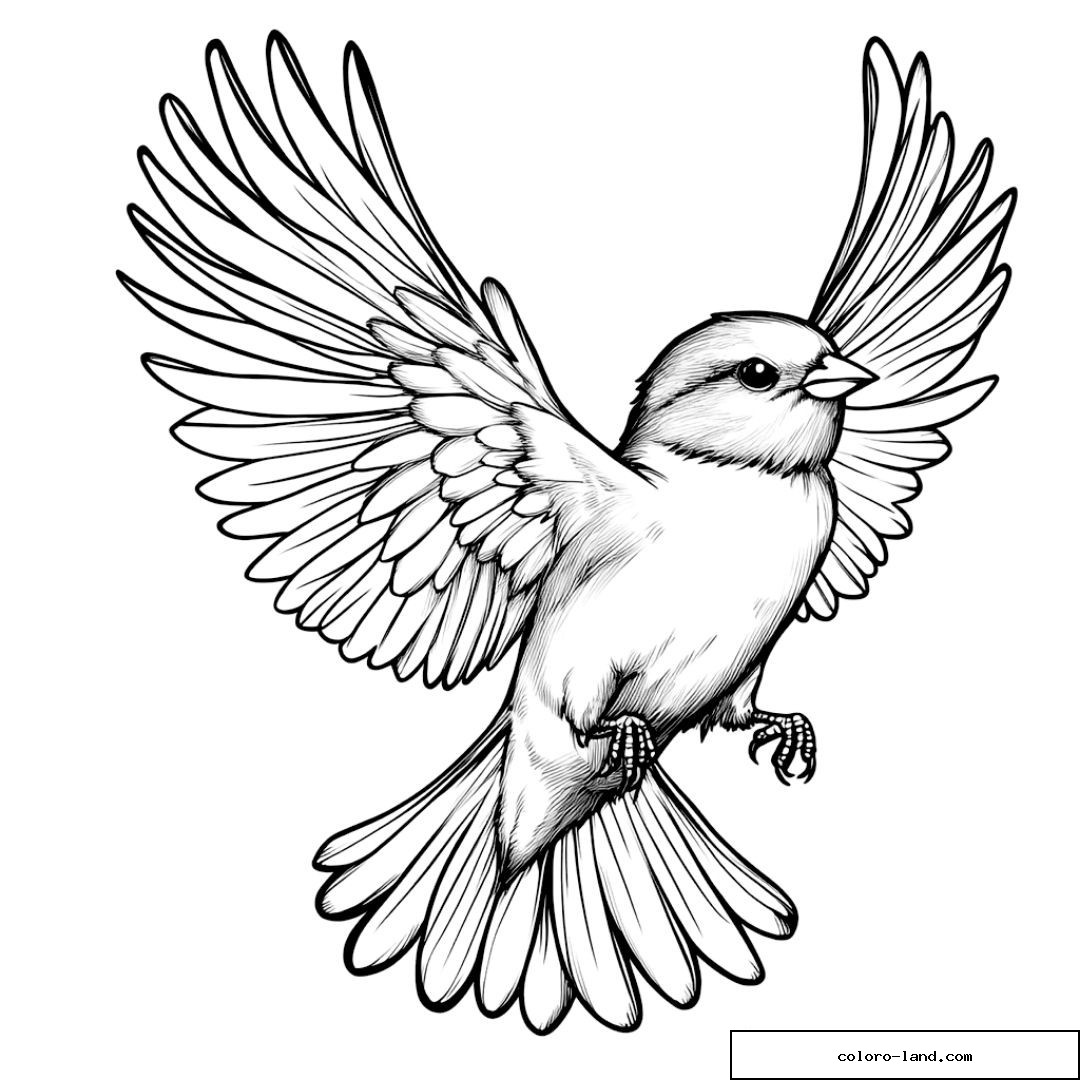Coloriage d'un oiseau en vol