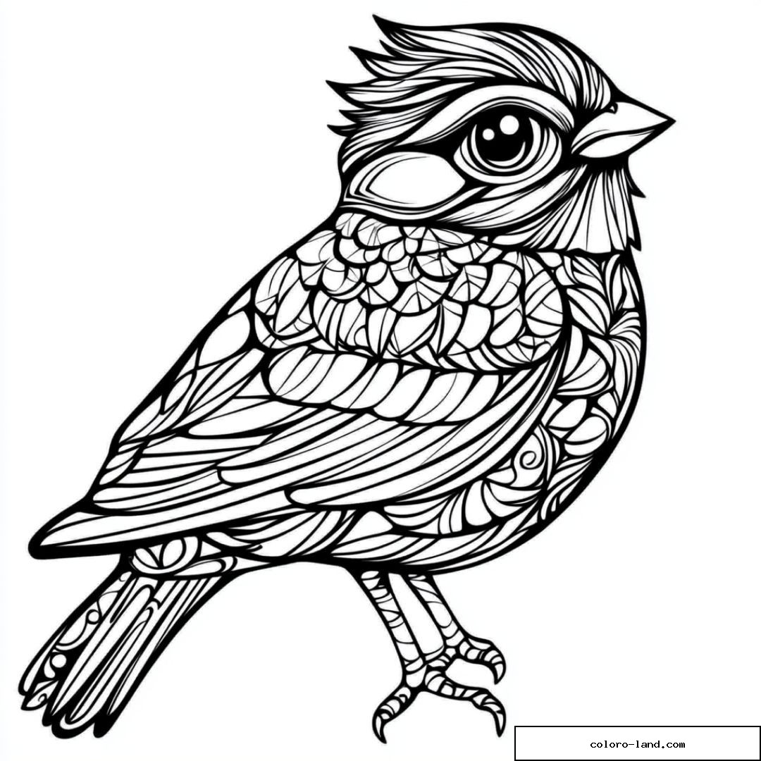 Illustration d'un oiseau avec motifs détaillés