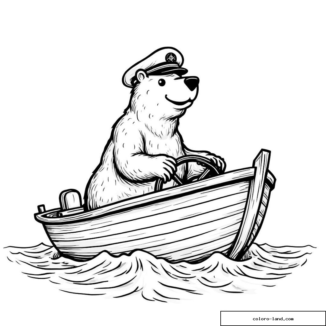 Ours capitaine sur un bateau en mer