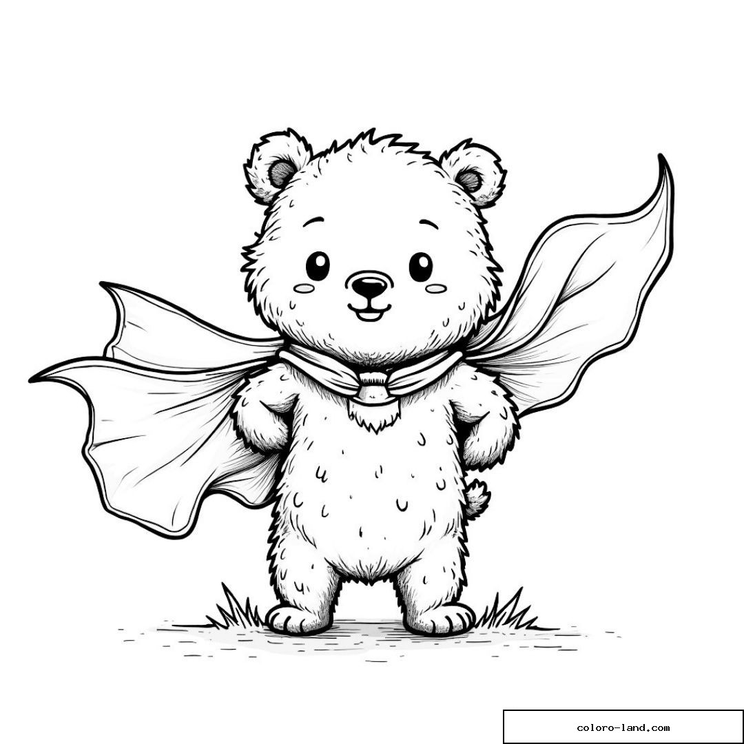 Ourson mignon avec cape prêt à l'aventure
