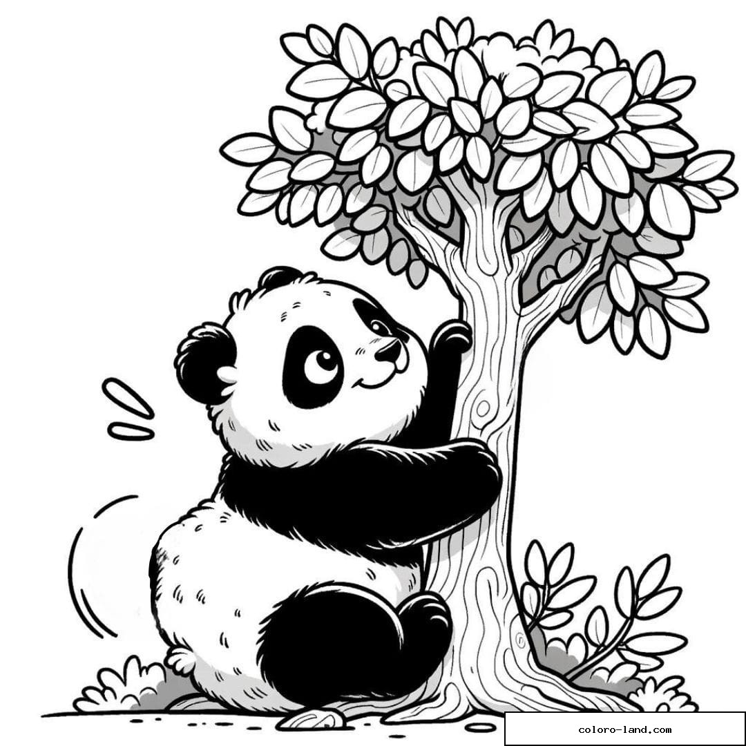 Panda grimpeur à colorier pour les enfants