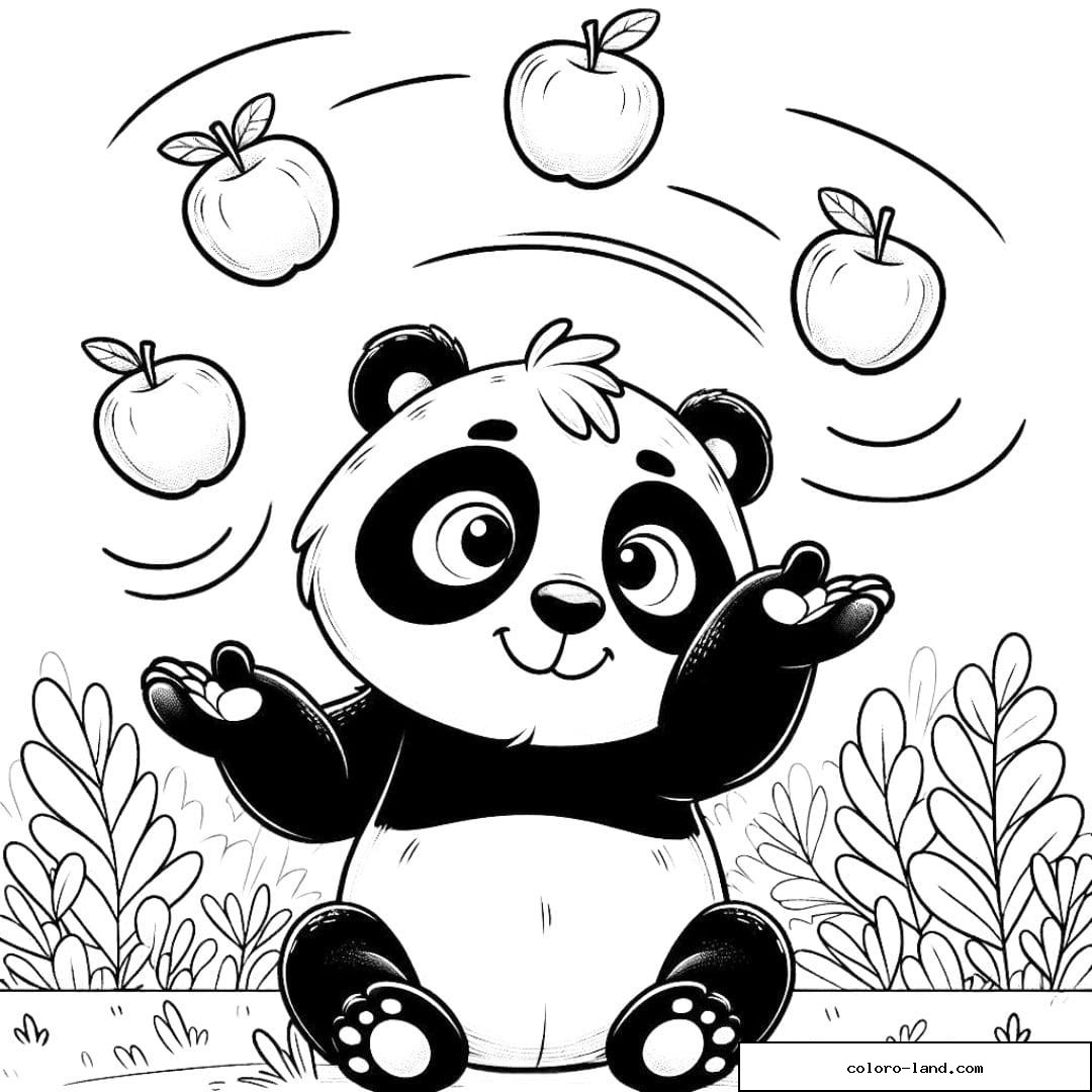 Panda jongleur à imprimer et colorier