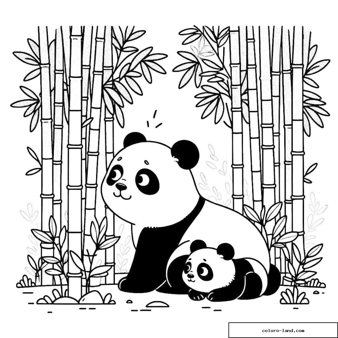 Dessin à imprimer de panda jouant à cache-cache