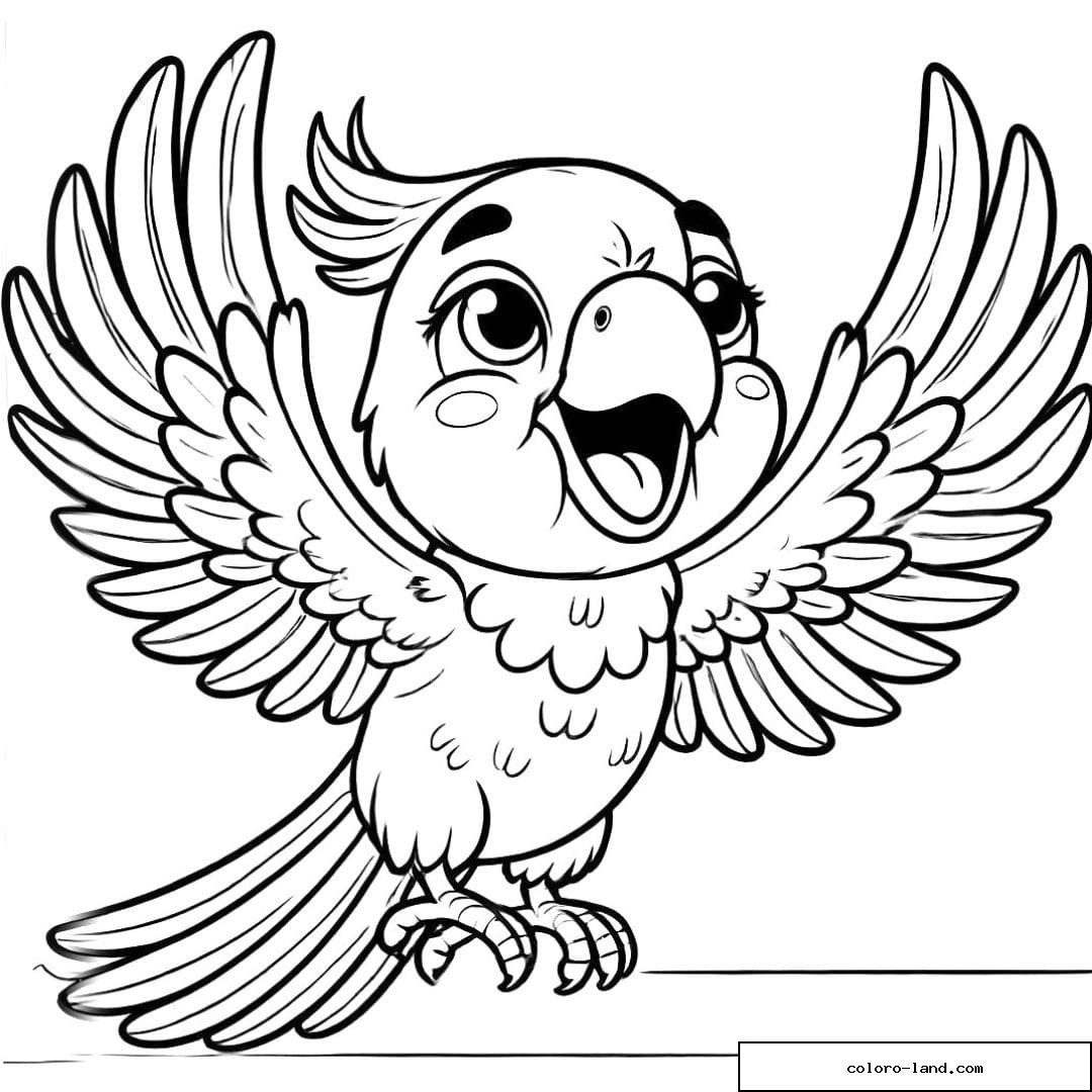 Coloriage perroquet chantant joyeux