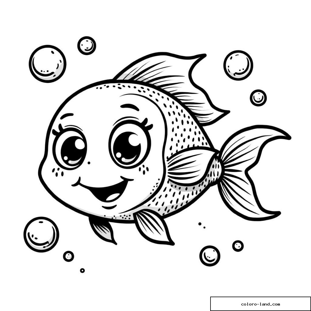 Dessin d'un poisson souriant avec bulles
