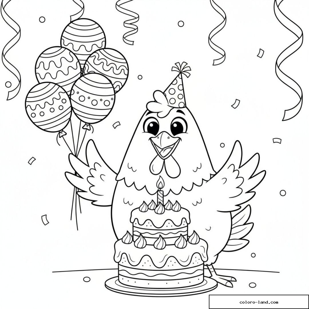 Dessin festif avec poule