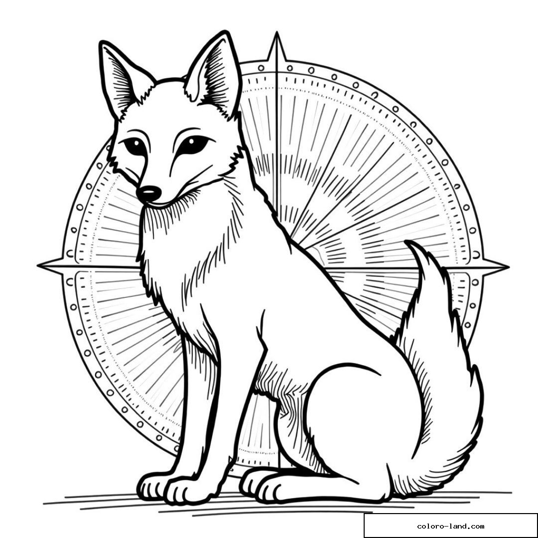 Coloriage d'un renard avec motif géométrique