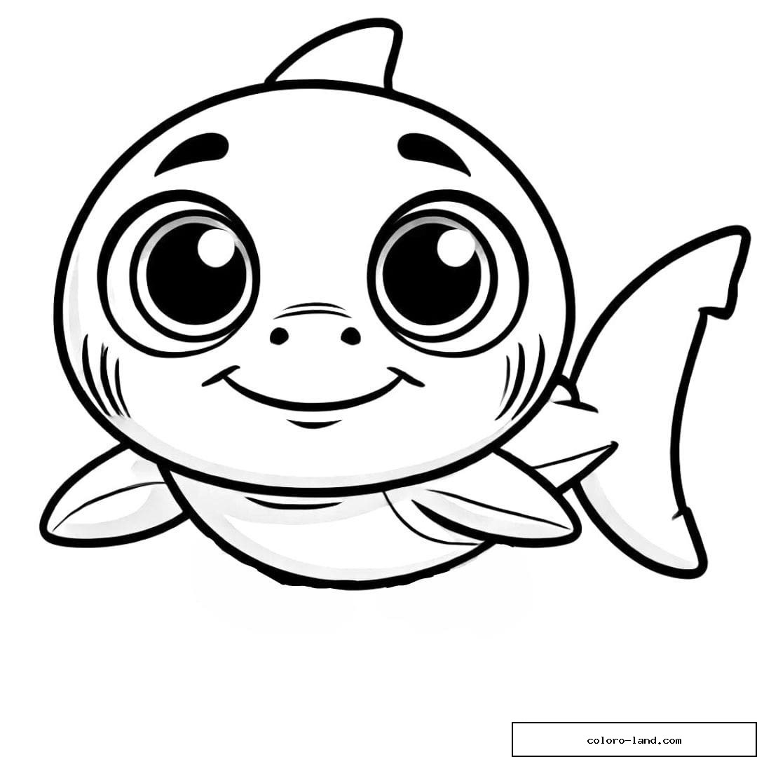 Bébé requin tout rond aux grands yeux et au sourire discret