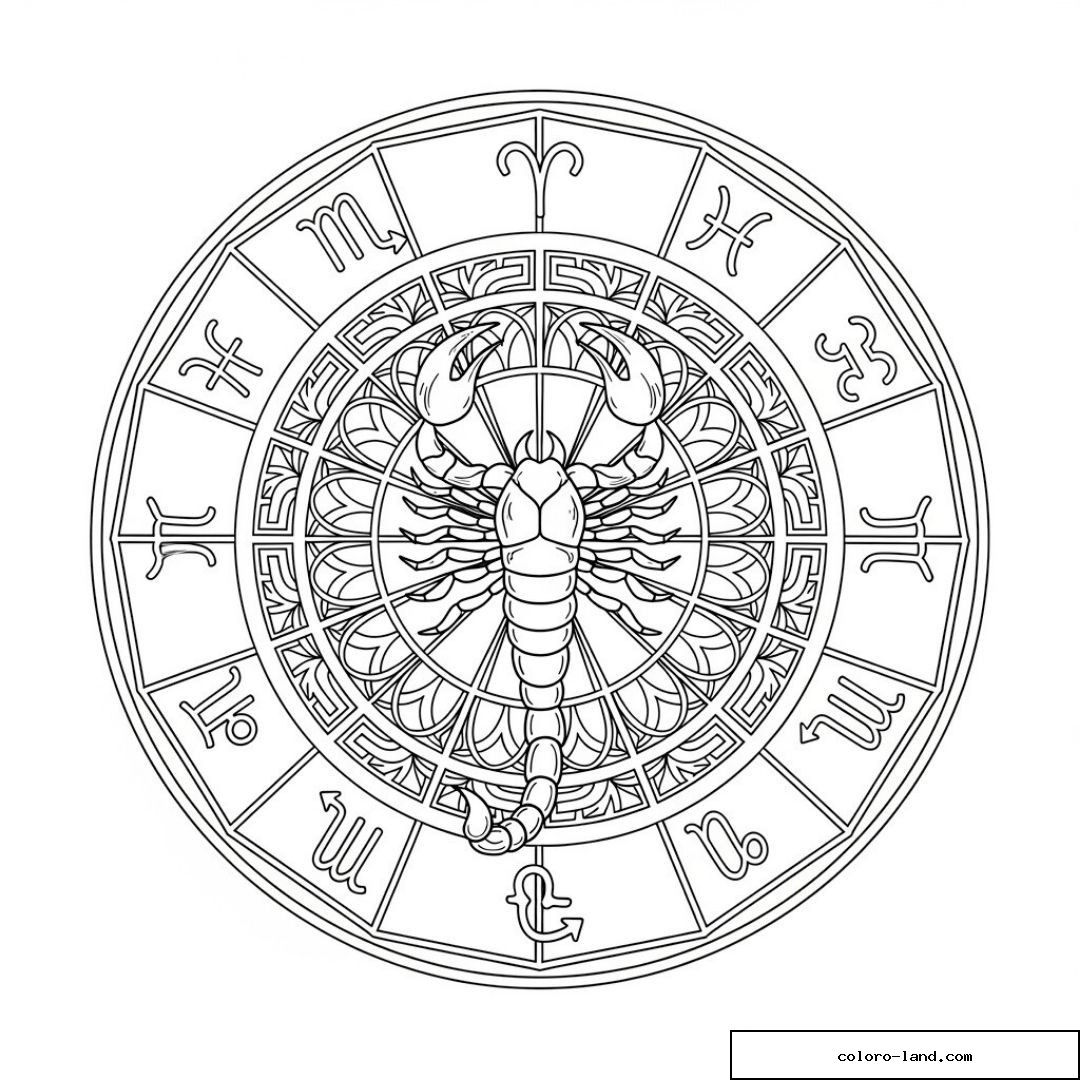 Image d'un Scorpion dans un cercle zodiacal