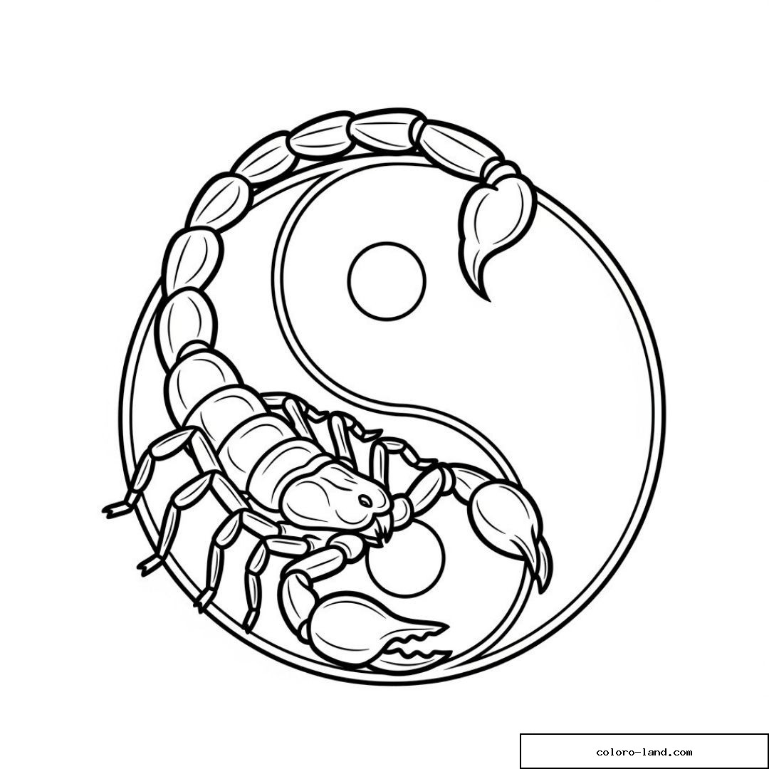 Scorpion sur symbole yin-yang