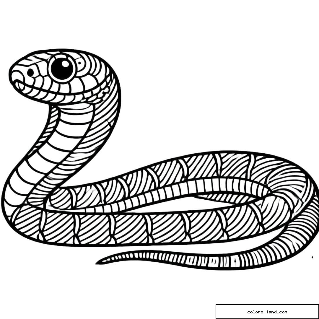 Serpent aux anneaux concentriques enroulé parmi les hautes herbes