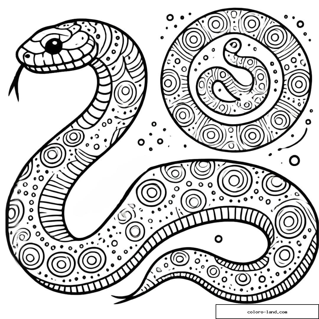 Zwei Schlangen nebeneinander, eine detailliert, eine schlicht spiralförmig