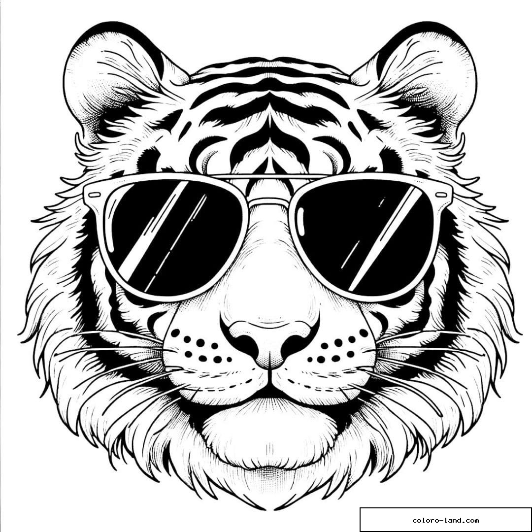 Un tigre cool avec des lunettes de soleil.